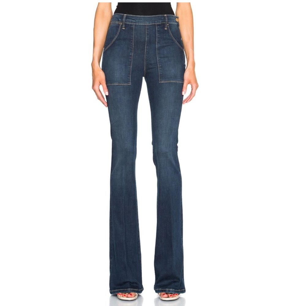 Frame Denim High-Rise Dark Blue Flare Jeans